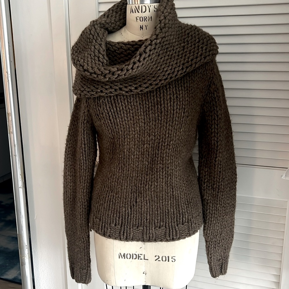 JOSEPH of London Small Handknit, Mega Cowl/Shoulderdrape sweater. Soft blend.